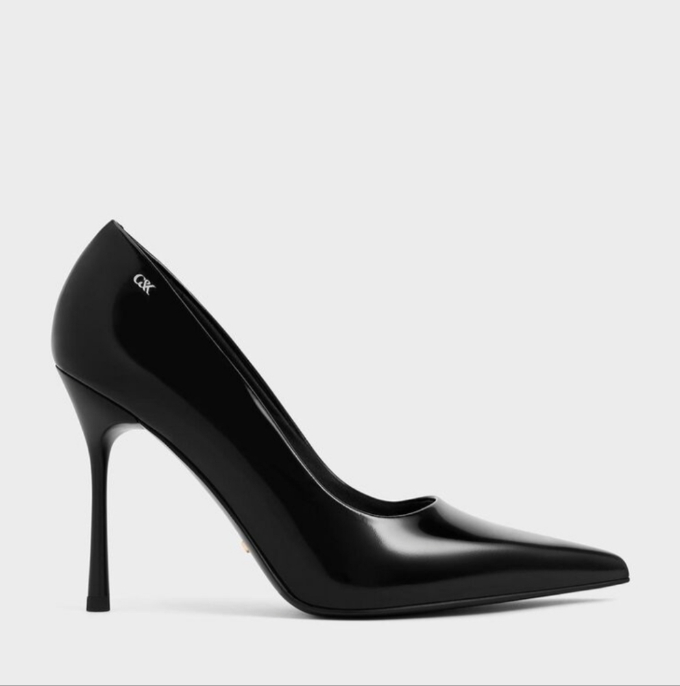 NIB Charles & Keith Kyra Leather Pointed-Toe Pumps - Black Box